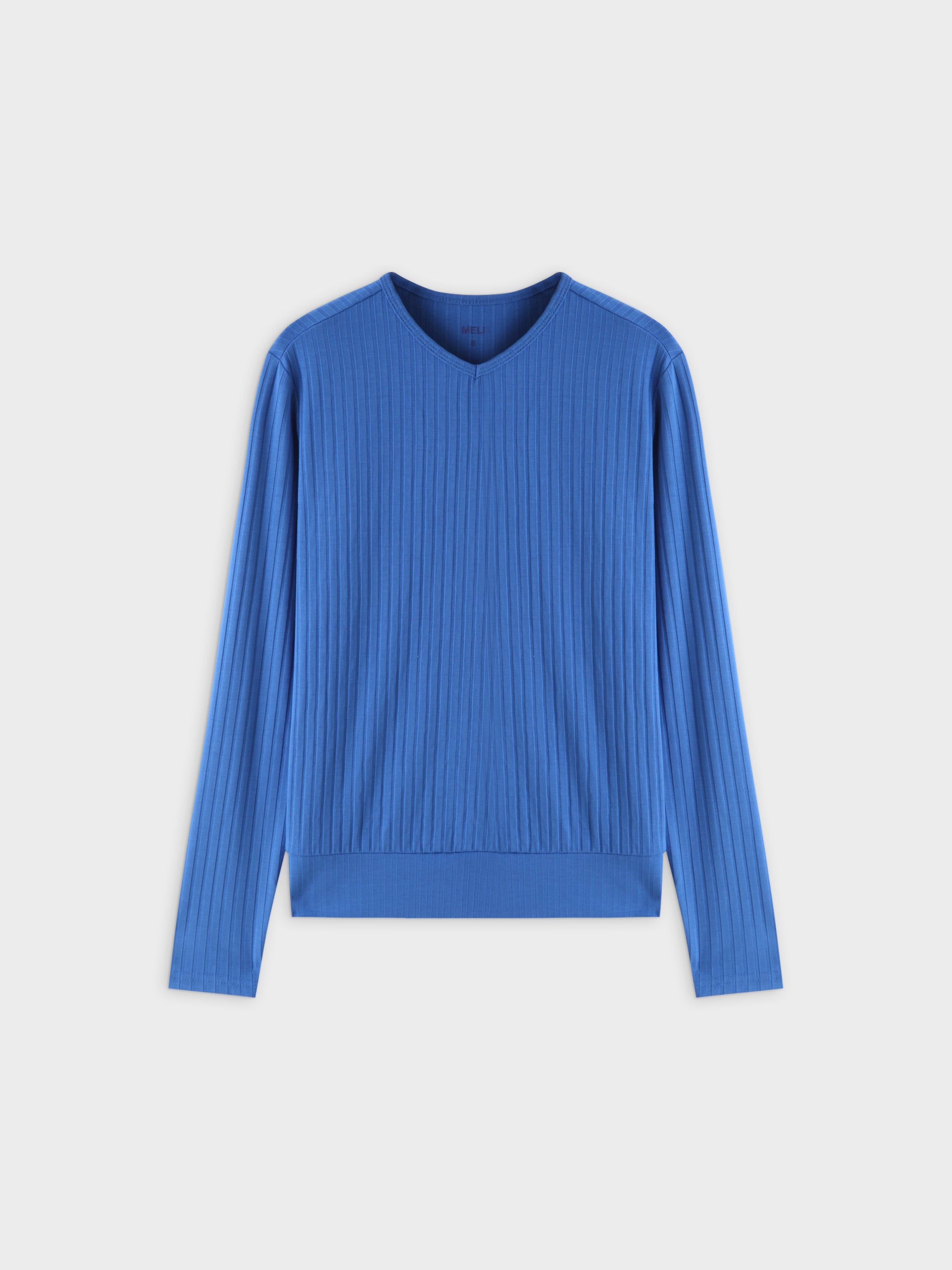 Ribbed High V Bomber-Royal Blue