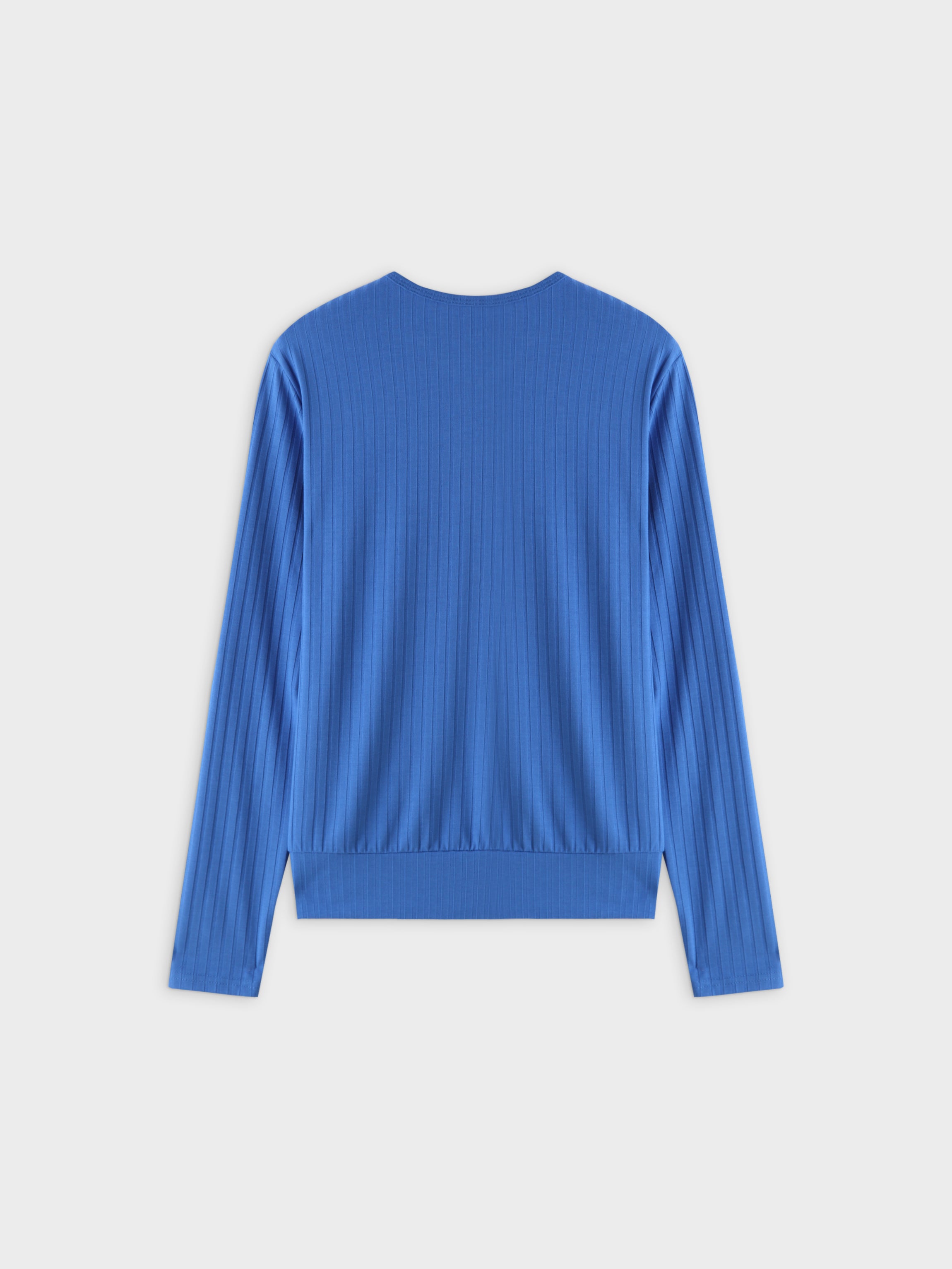 Ribbed High V Bomber-Royal Blue