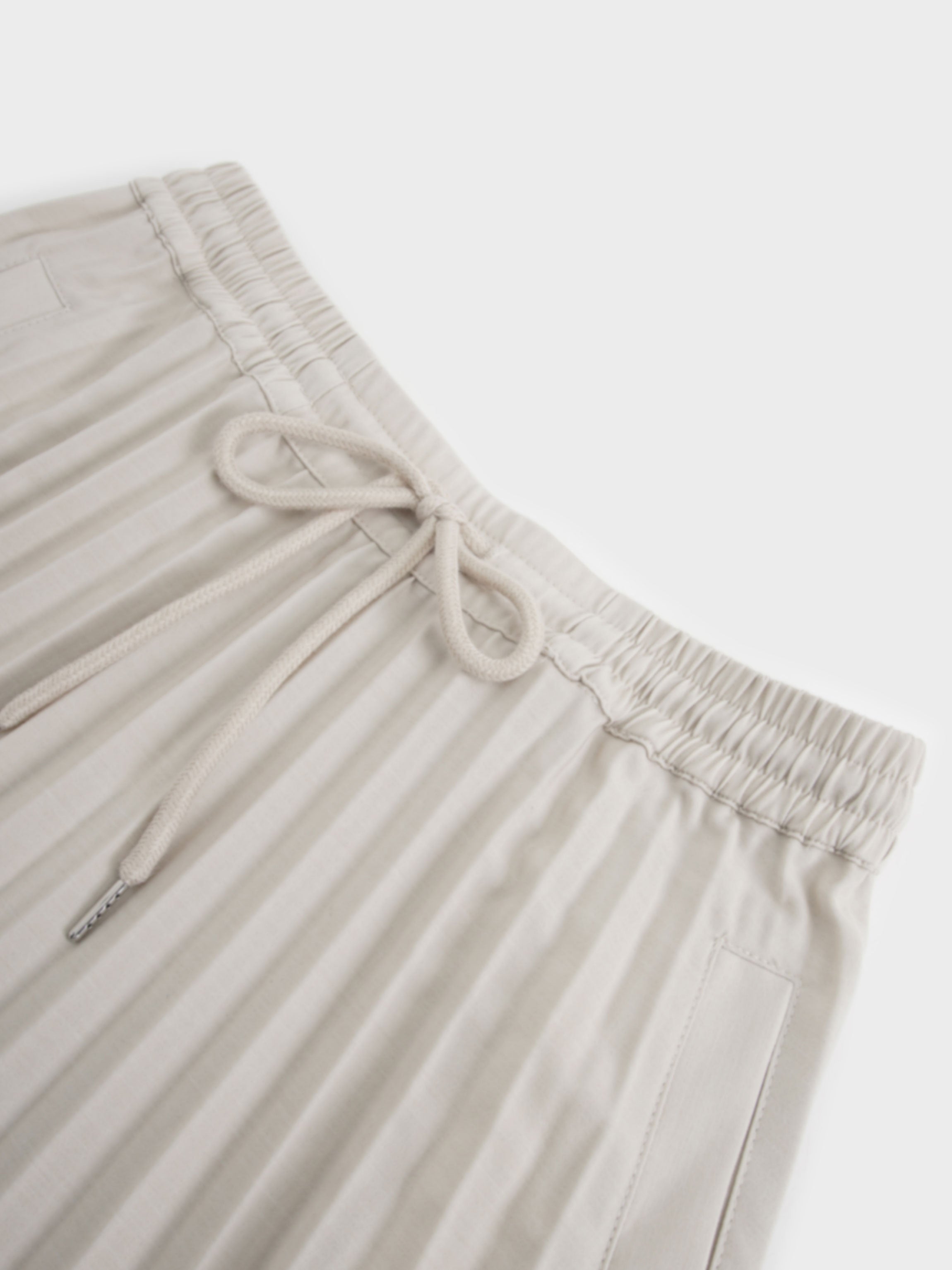 Elastic Waist Micro Pleat Skirt-Tan