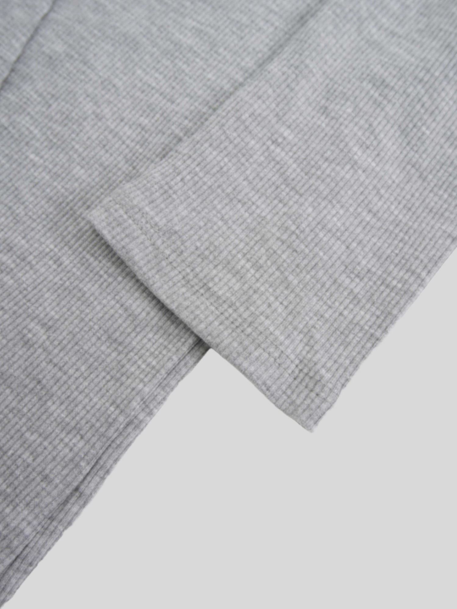 Ribbed Half Zip Hoodie Tee-Grey