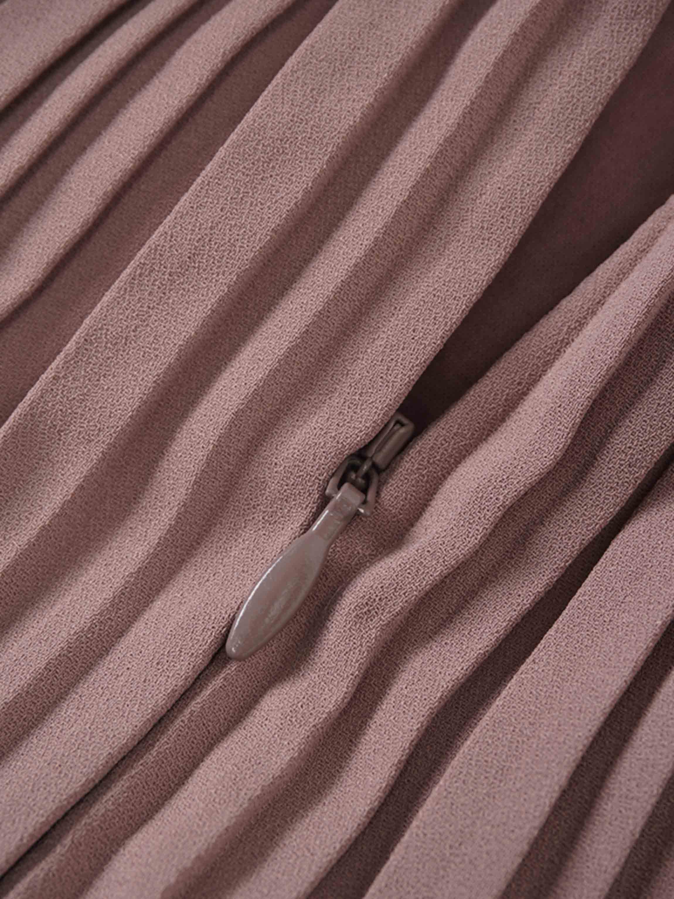 Pleated Layer Skirt 37&quot;-Mocha Mousse