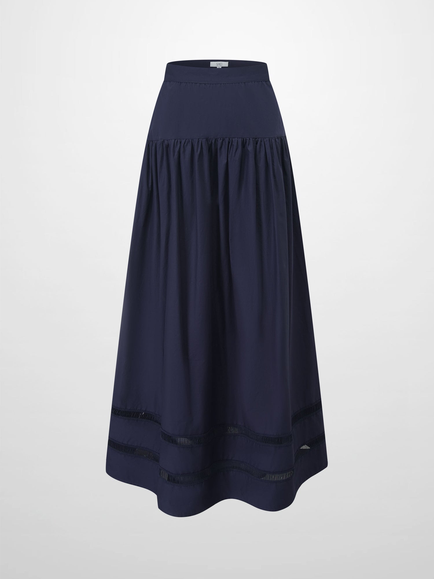 Border Cut Out Yoke Skirt-Navy Blue