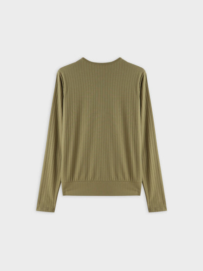 Ribbed High V Bomber-Olive