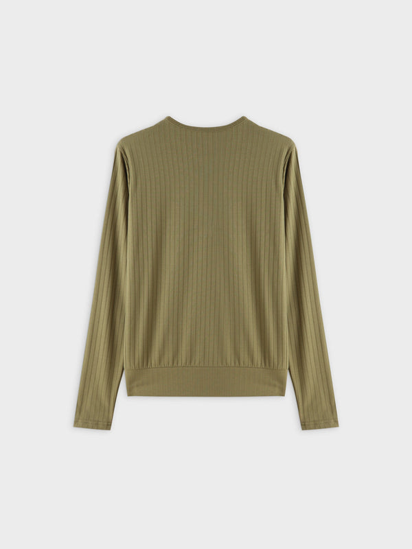 Ribbed High V Bomber-Olive