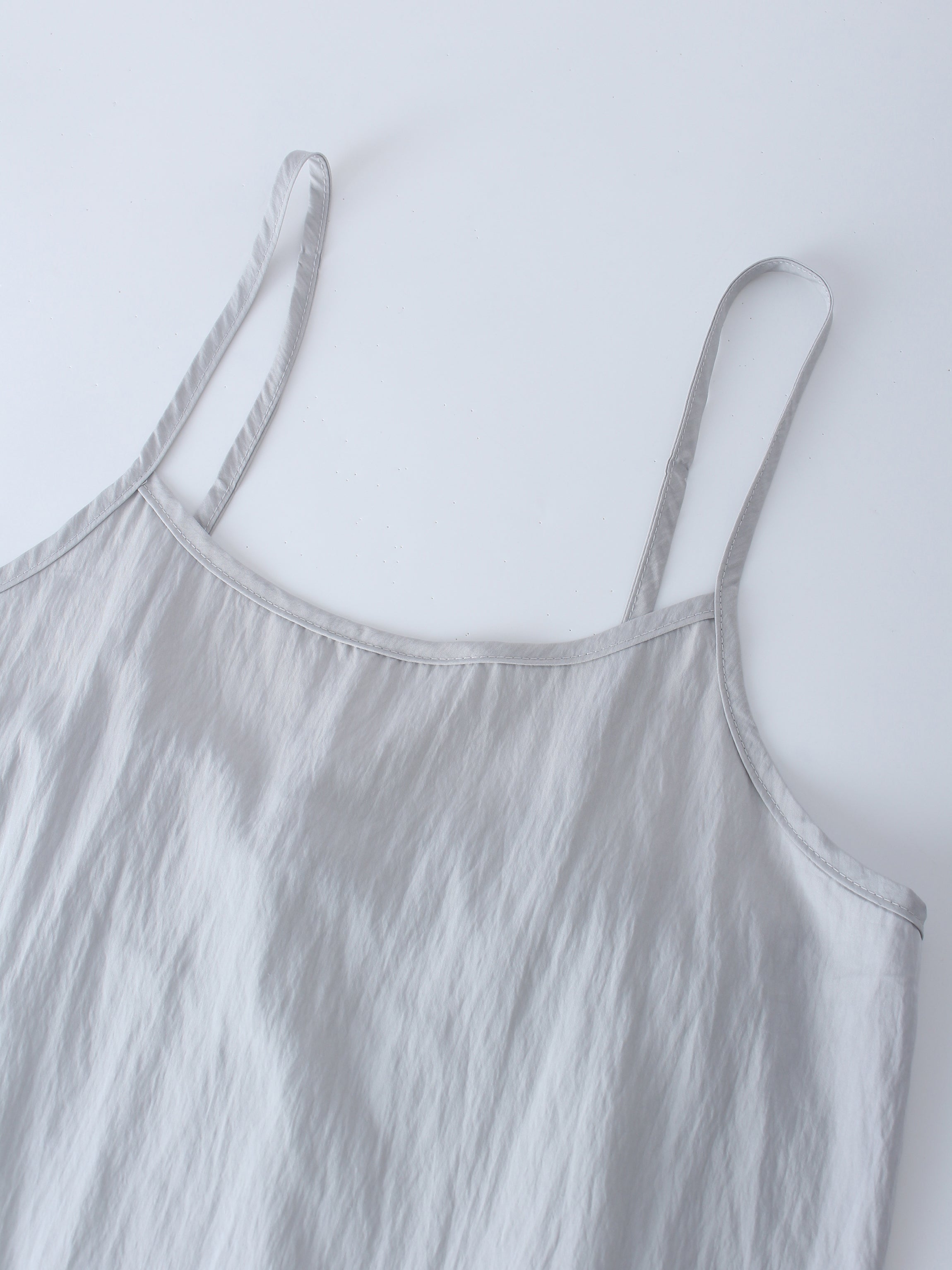 Crinkle Cotton Slip Dress-Grey