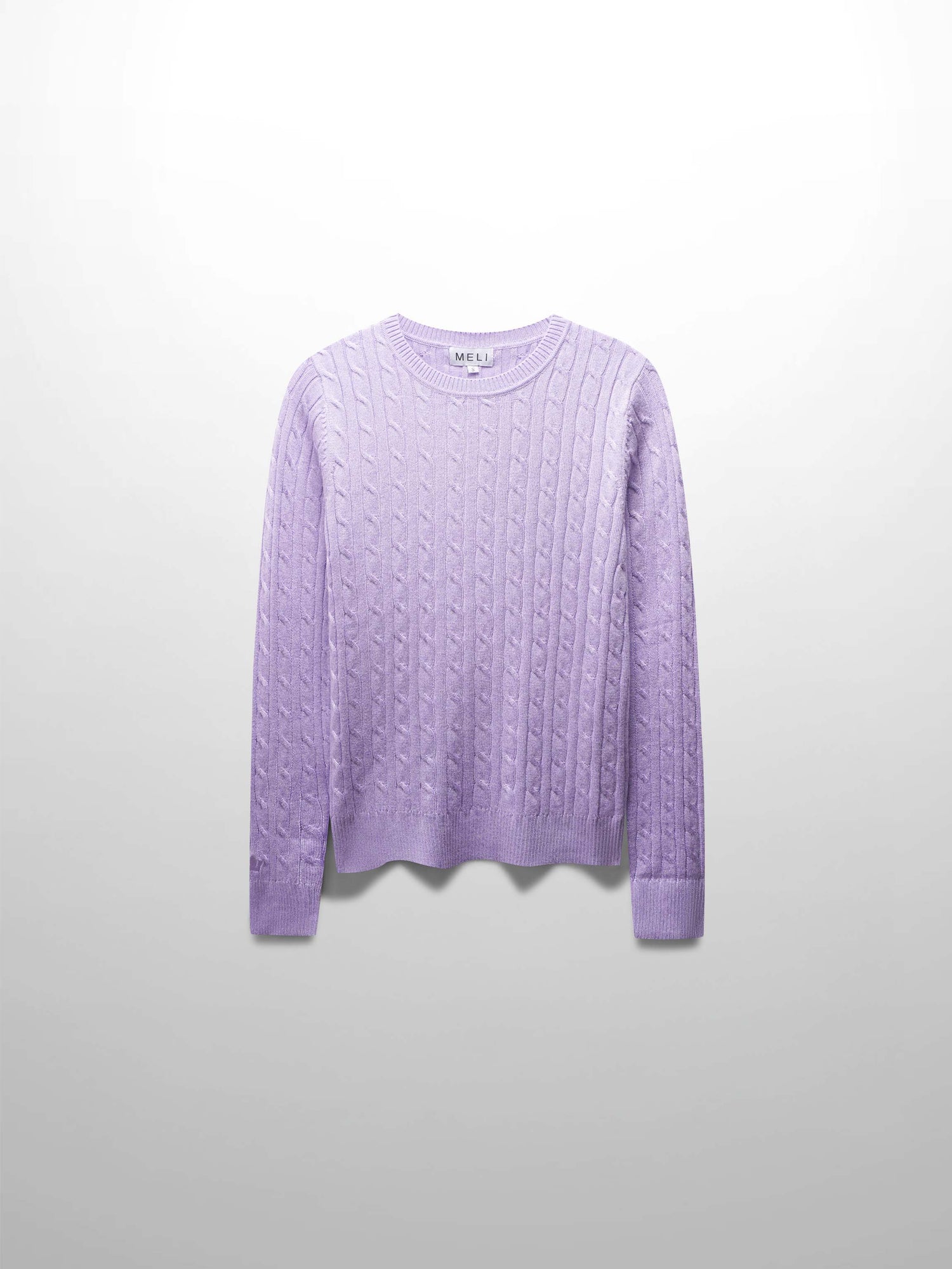 Knit Cable Sweater-Heathered Lavender