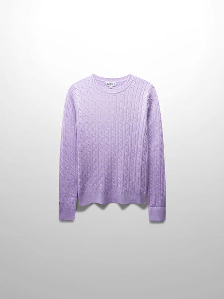 Knit Cable Sweater-Heathered Lavender – Fame on Central