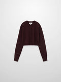 Trim Detail Crew Crop Cardigan-Chocolate Brown