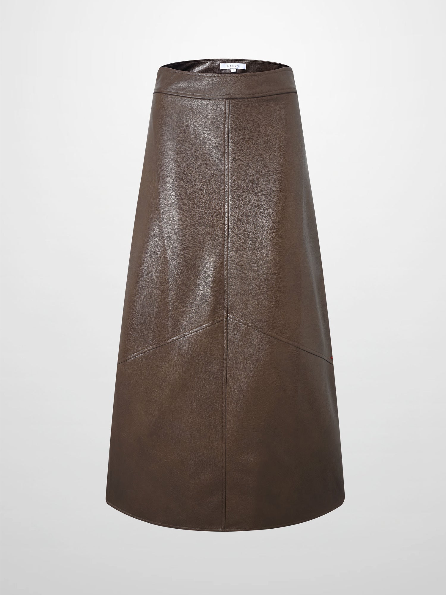 Textured Faux Leather Seam Skirt - Brown