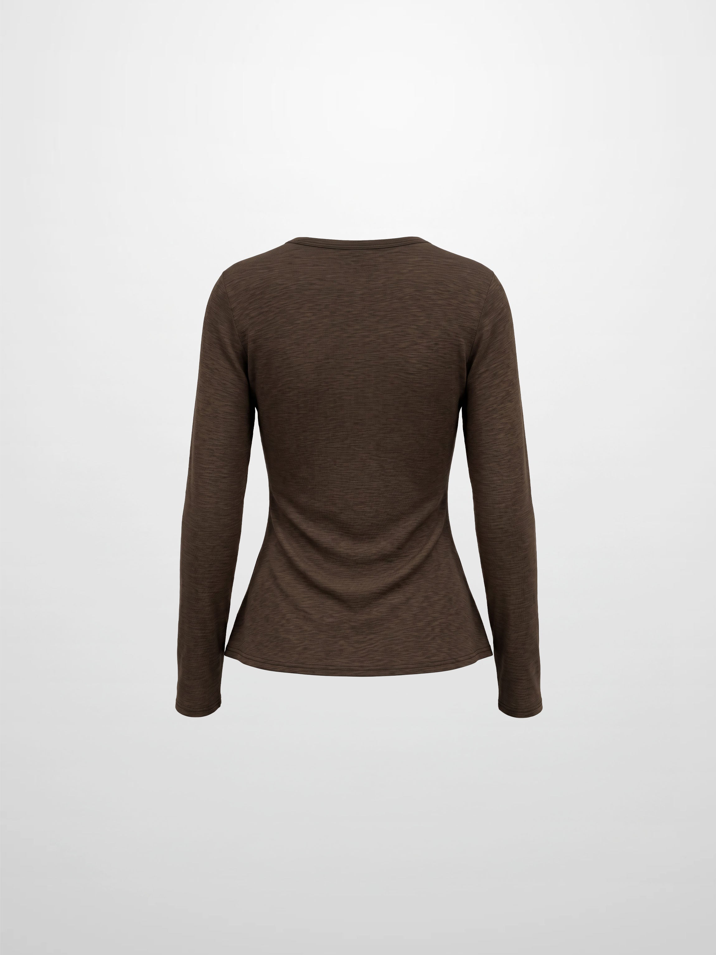Bottom Crossover Knit Top - Brown