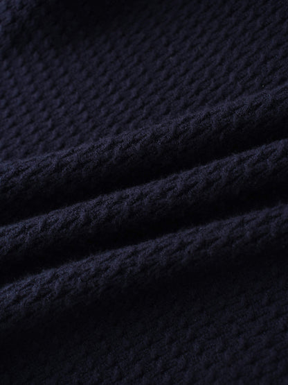 Textured Crew Cardigan-Navy