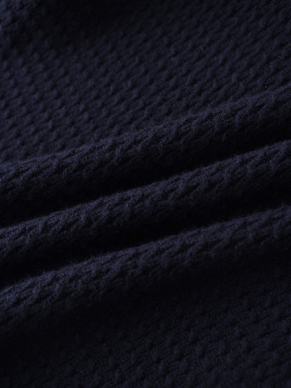 Textured Crew Cardigan-Navy