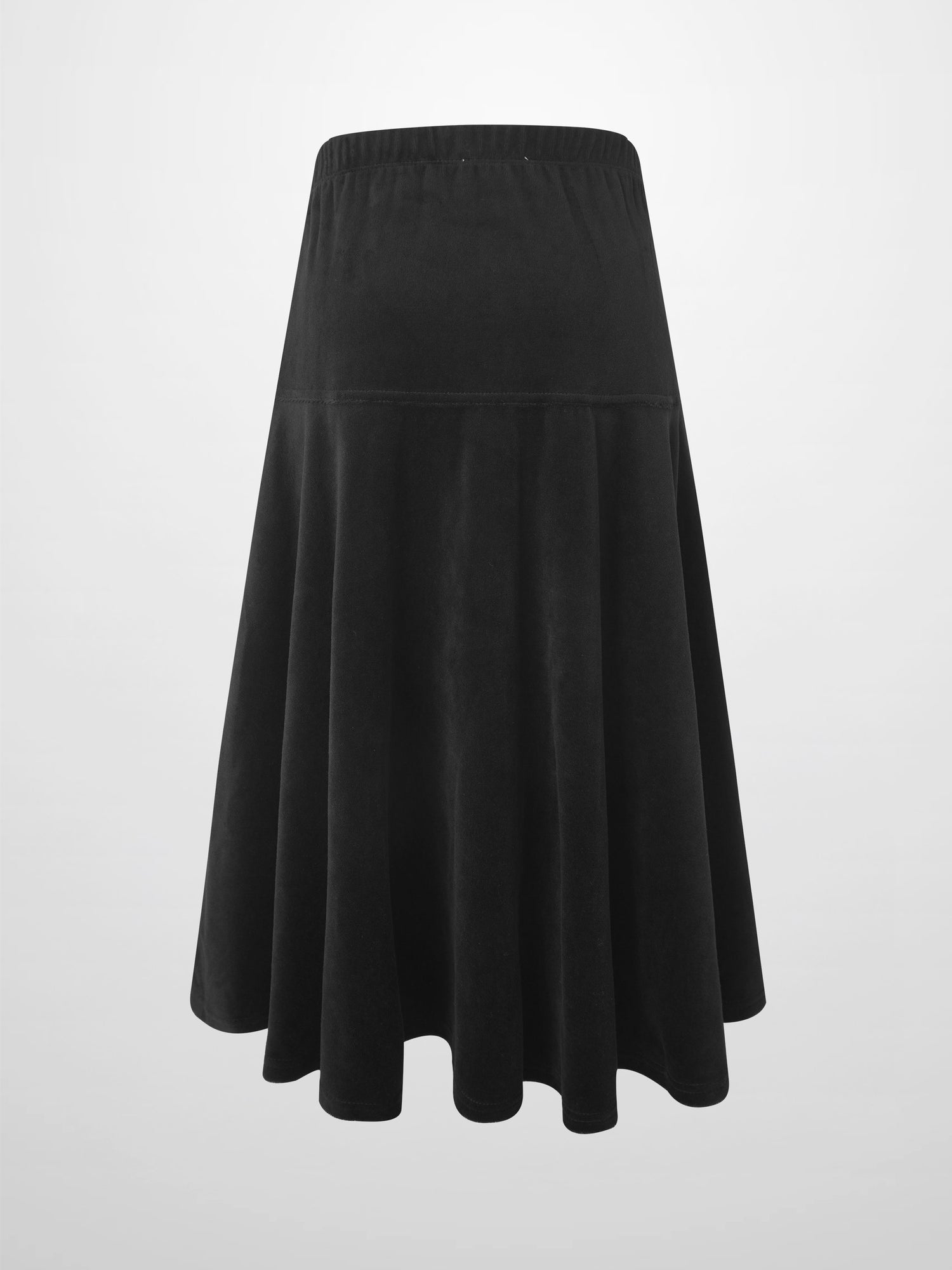 Velour Yoke Circle Skirt - Black