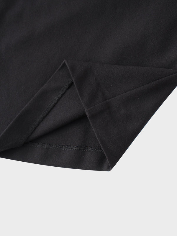 Basic A-Line Seamed Maxi Skirt-Black
