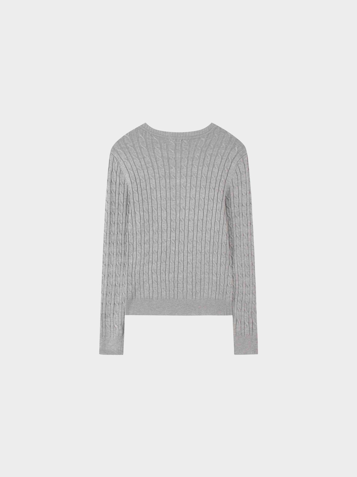 Knit Cable Sweater-Heathered Grey