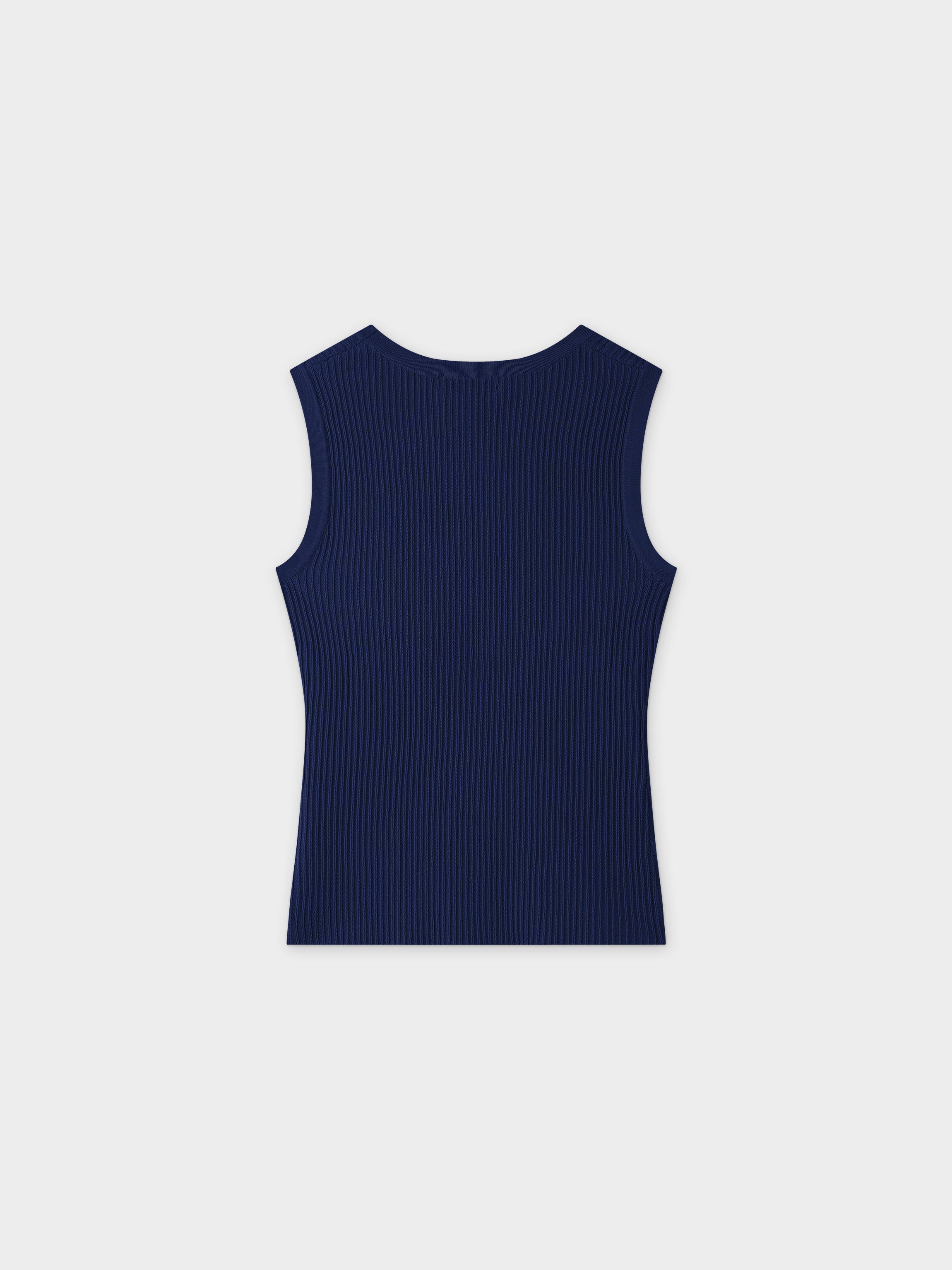 Sleeveless Ribbed Crew-Navy