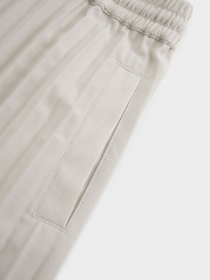 Elastic Waist Micro Pleat Skirt-Tan