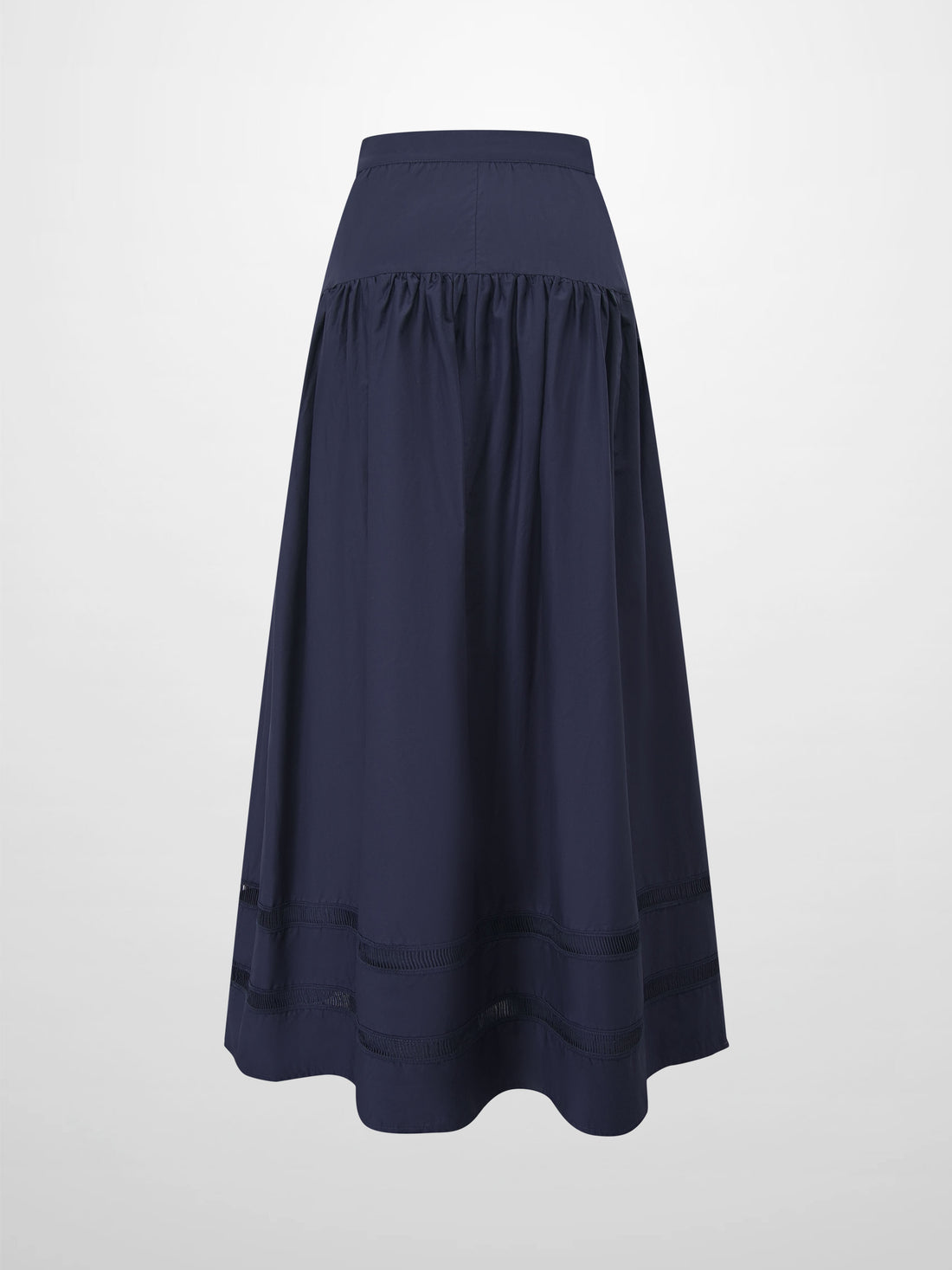 Border Cut Out Yoke Skirt-Navy Blue