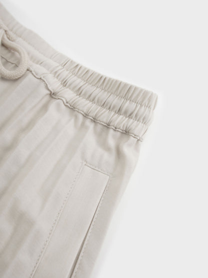 Elastic Waist Micro Pleat Skirt-Tan