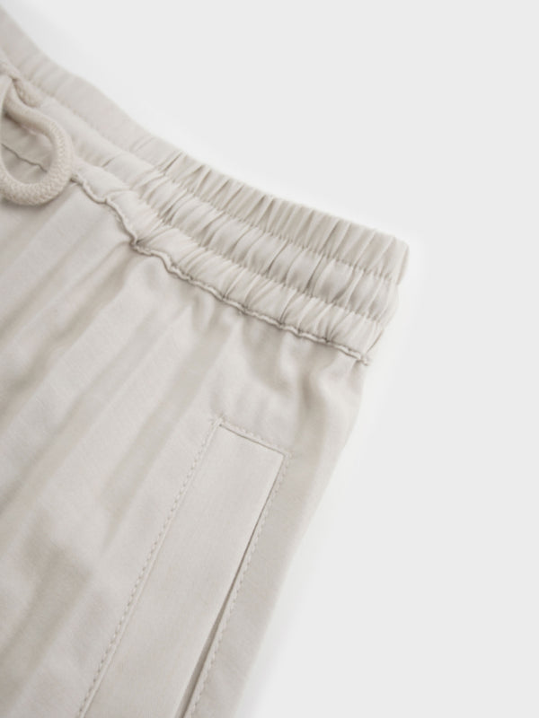 Elastic Waist Micro Pleat Skirt-Tan