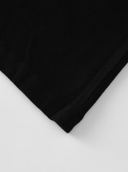 RIBBED KNIT MAXI SKIRT - BLACK