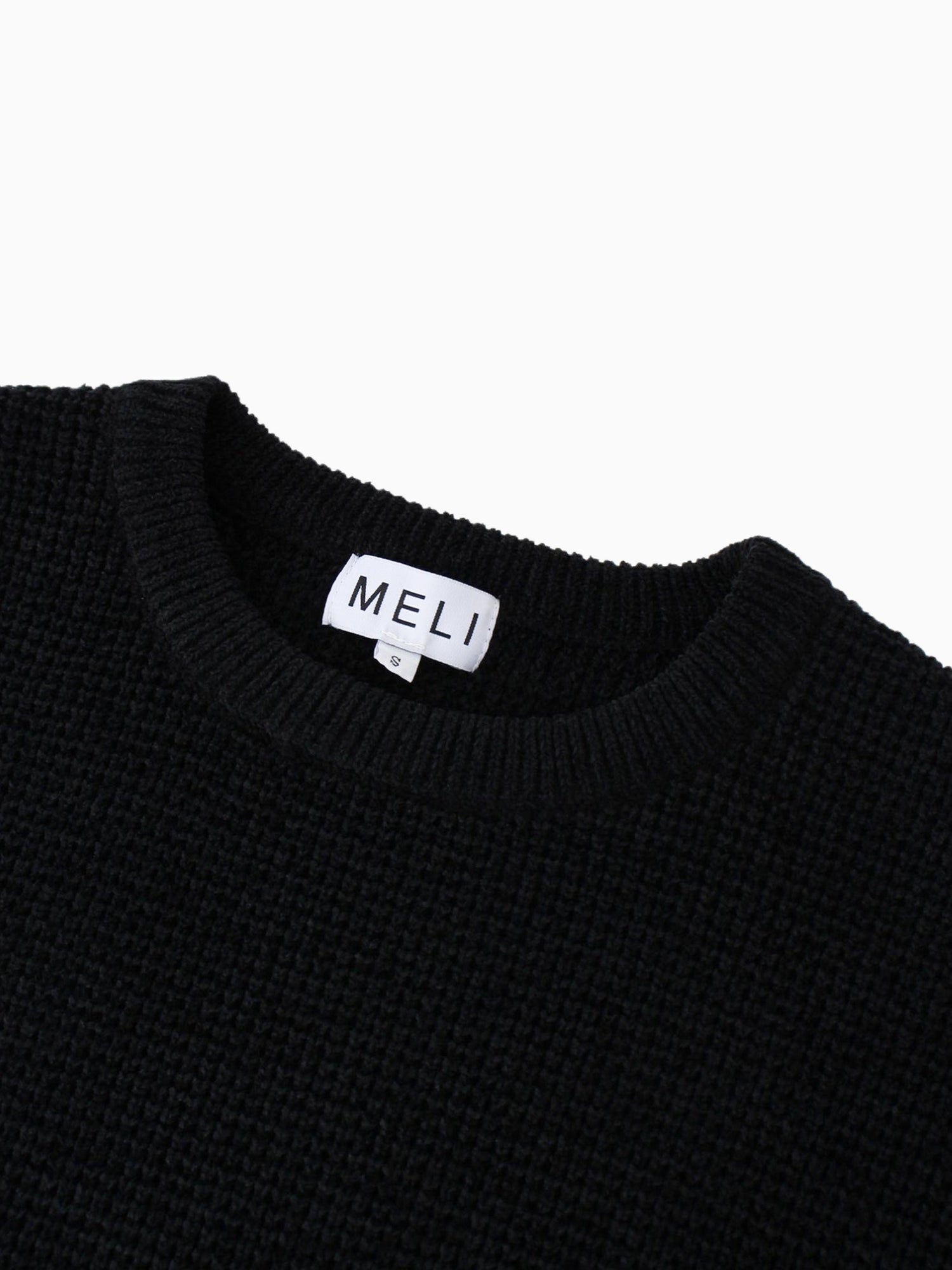 Chenille Waffle Sweater-Black