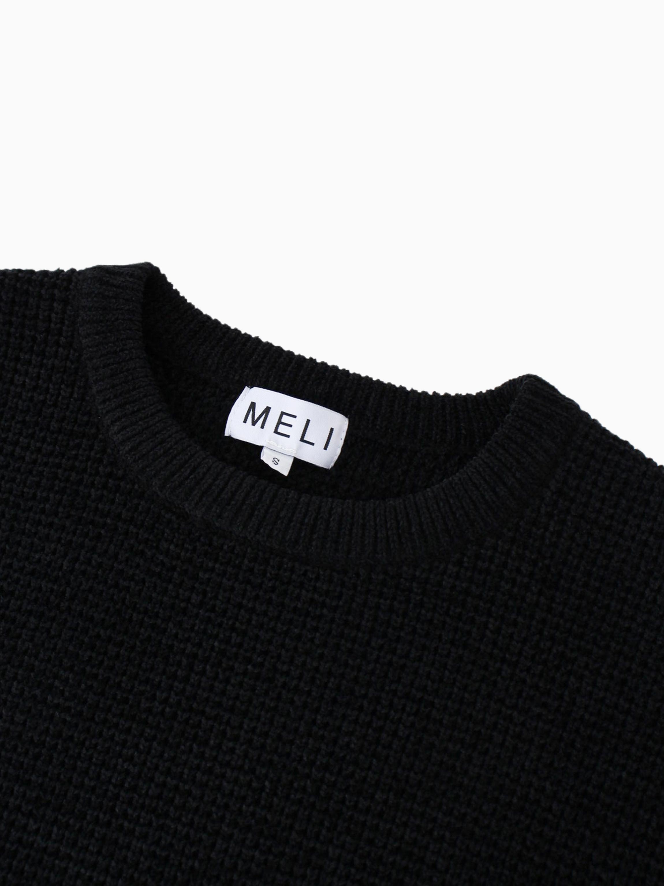 Chenille Waffle Sweater-Black