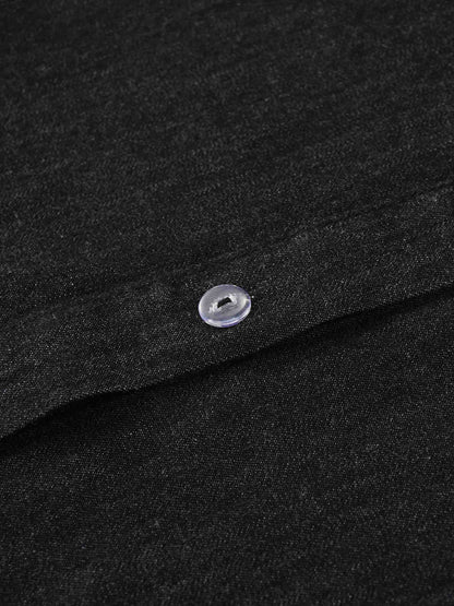 Denim Button Down Blouse-Black