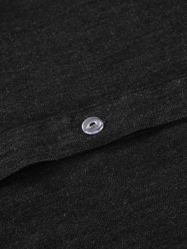 Denim Button Down Blouse-Black