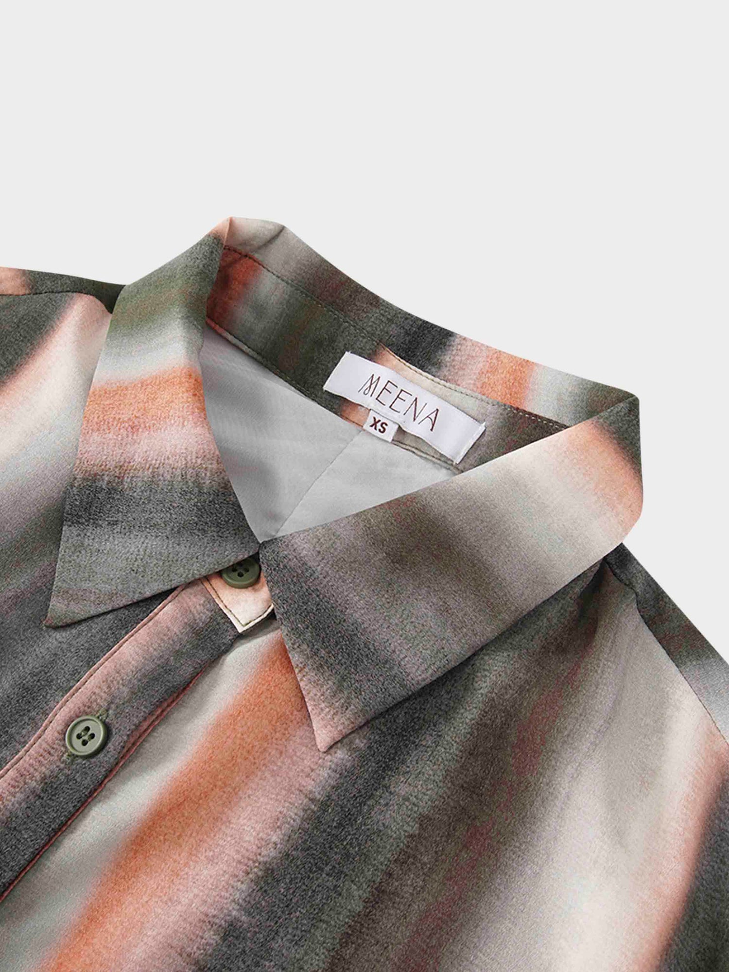 Front Shirred Shirtdress-Ombre Stripe