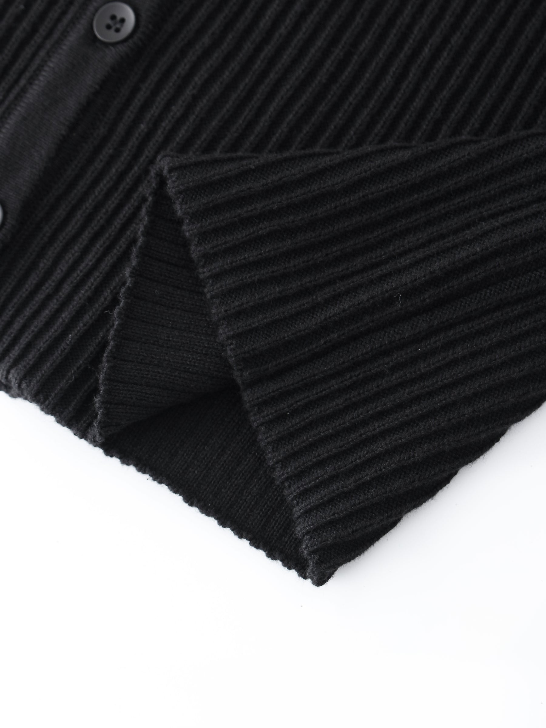 Ribbed Knit Cardigan-Black
