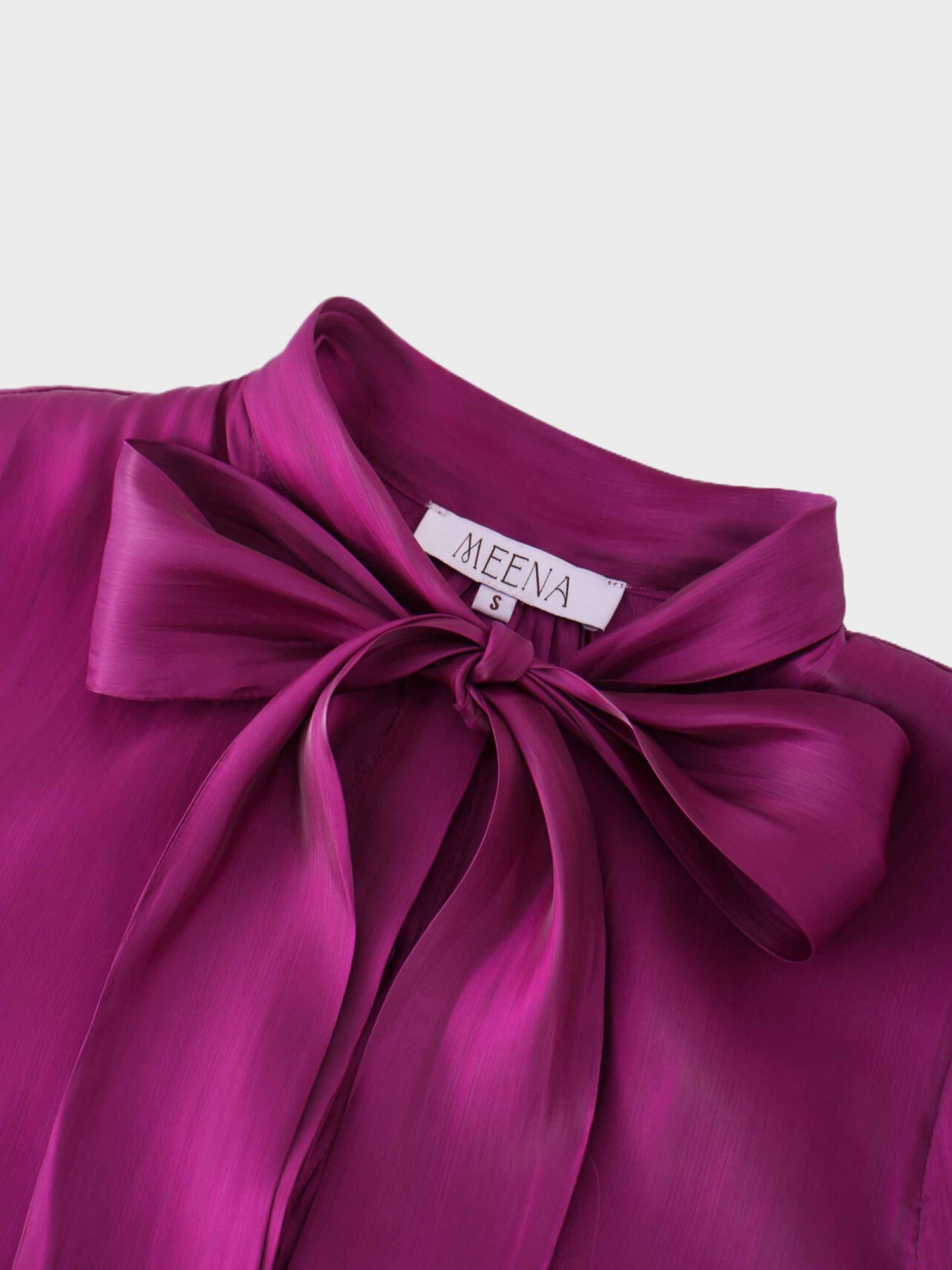 Shimmer Tie Blouse-Fuchsia