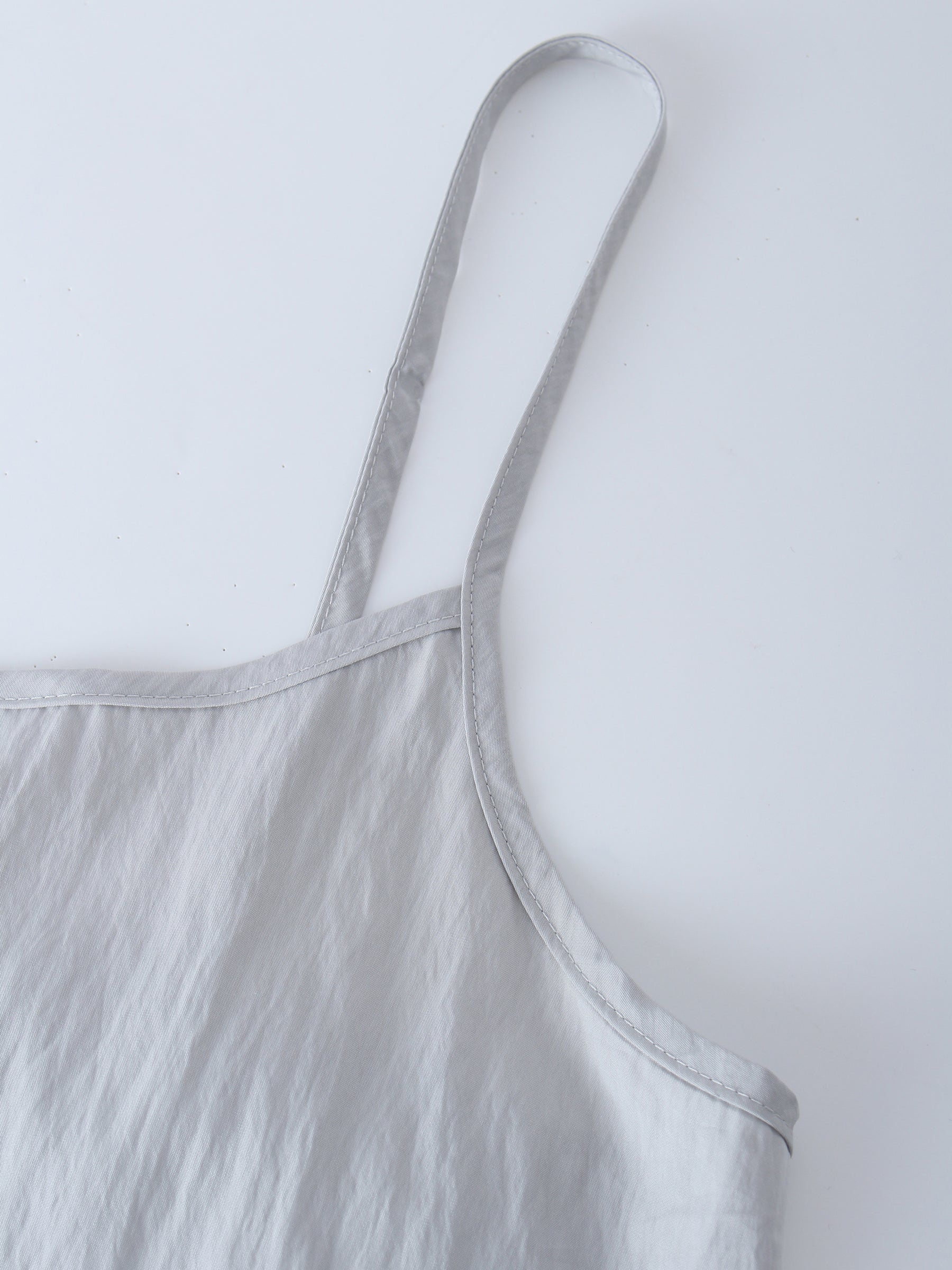 Crinkle Cotton Slip Dress-Grey