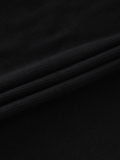 RIBBED KNIT MAXI SKIRT - BLACK