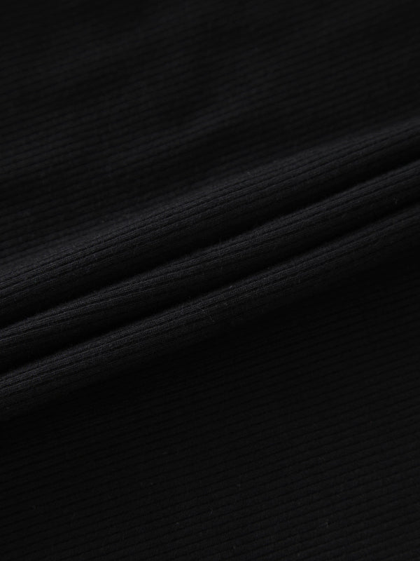RIBBED KNIT MAXI SKIRT - BLACK