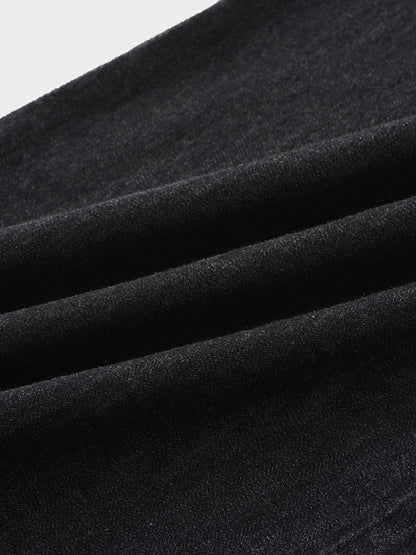 Denim Button Down Blouse-Black