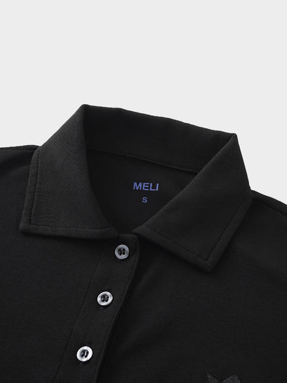 Collared Bomber Tee-Black