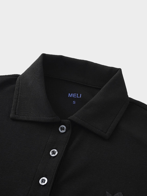 Collared Bomber Tee-Black