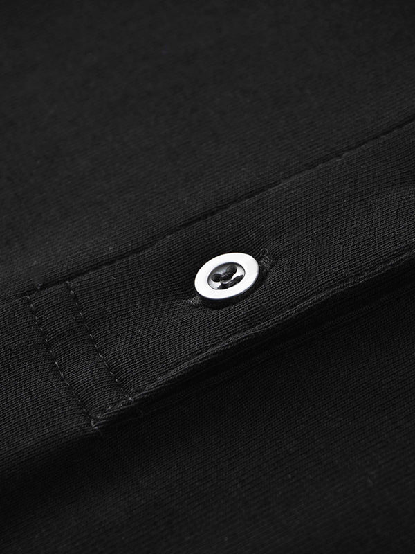 Collared Bomber Tee-Black