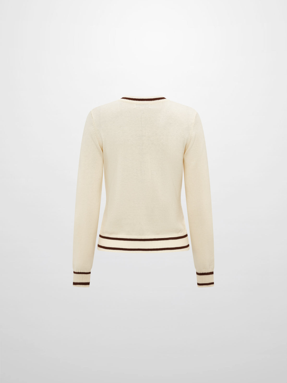V Neck Argyle Sweater - Cream