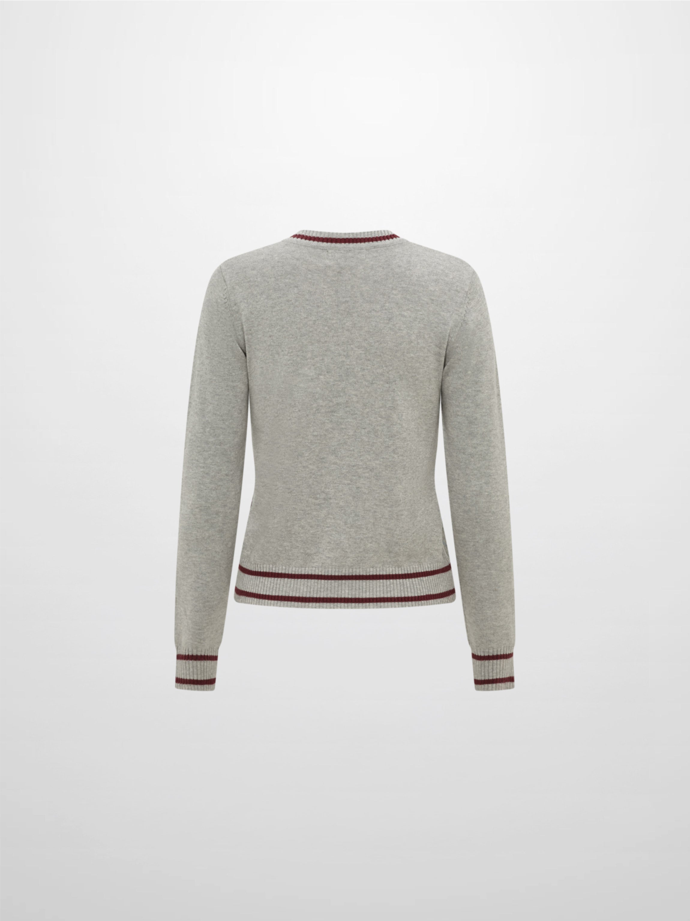 V Neck Argyle Sweater - Grey