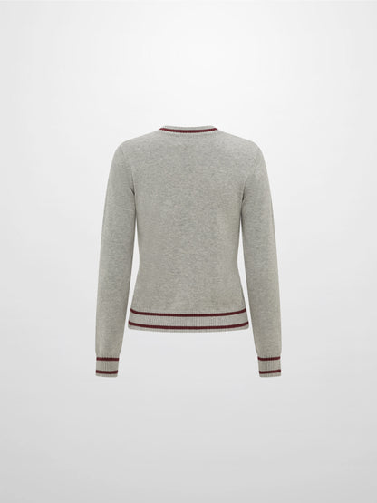 V Neck Argyle Sweater - Grey