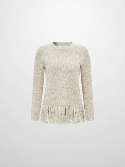 Fringe Bottom Sweater - Heathered Camel