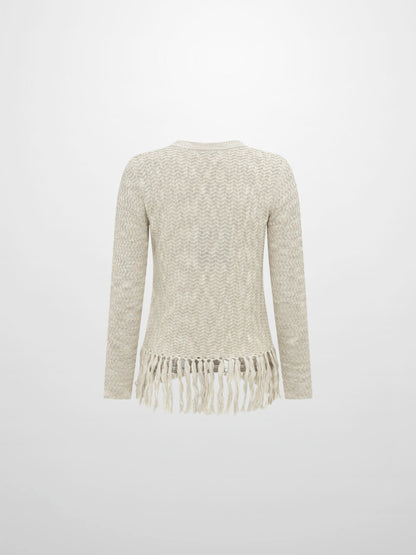 Fringe Bottom Sweater - Heathered Camel