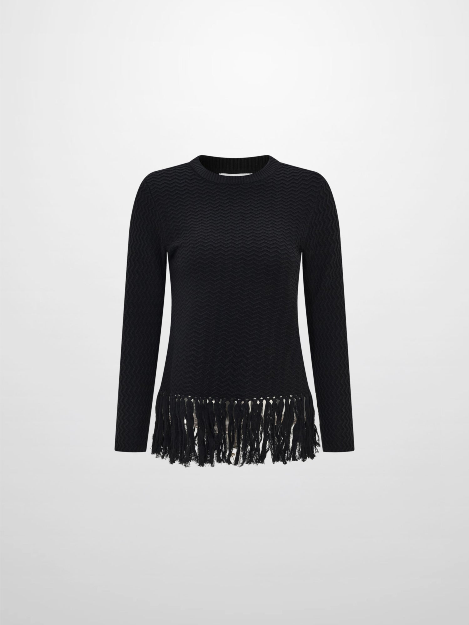 Fringe Bottom Sweater - Solid Black
