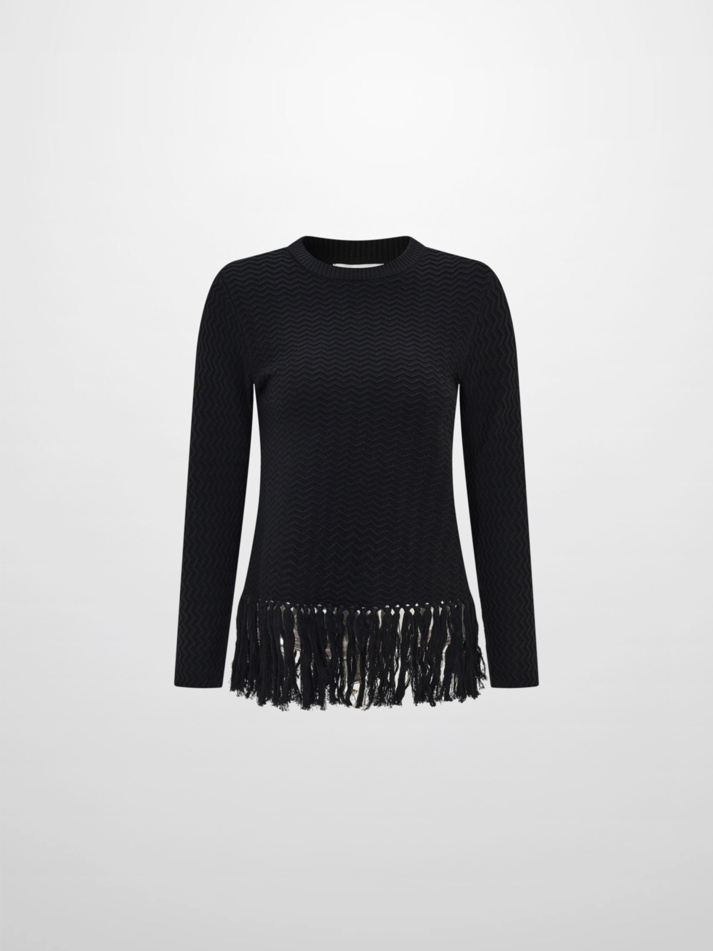 Fringe Bottom Sweater - Solid Black