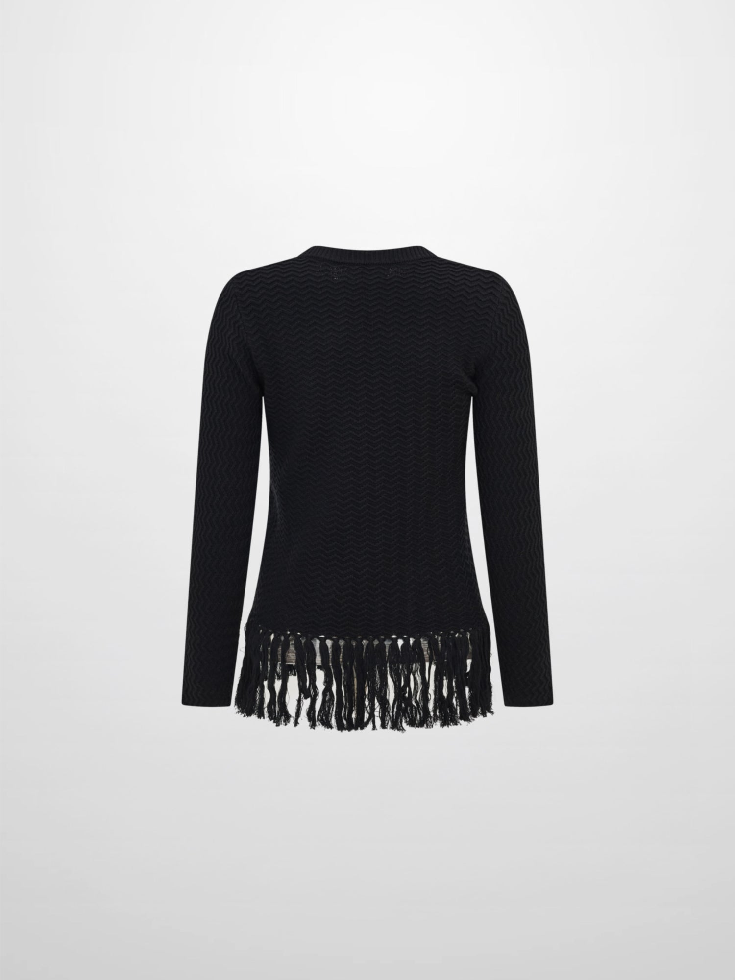 Fringe Bottom Sweater - Solid Black