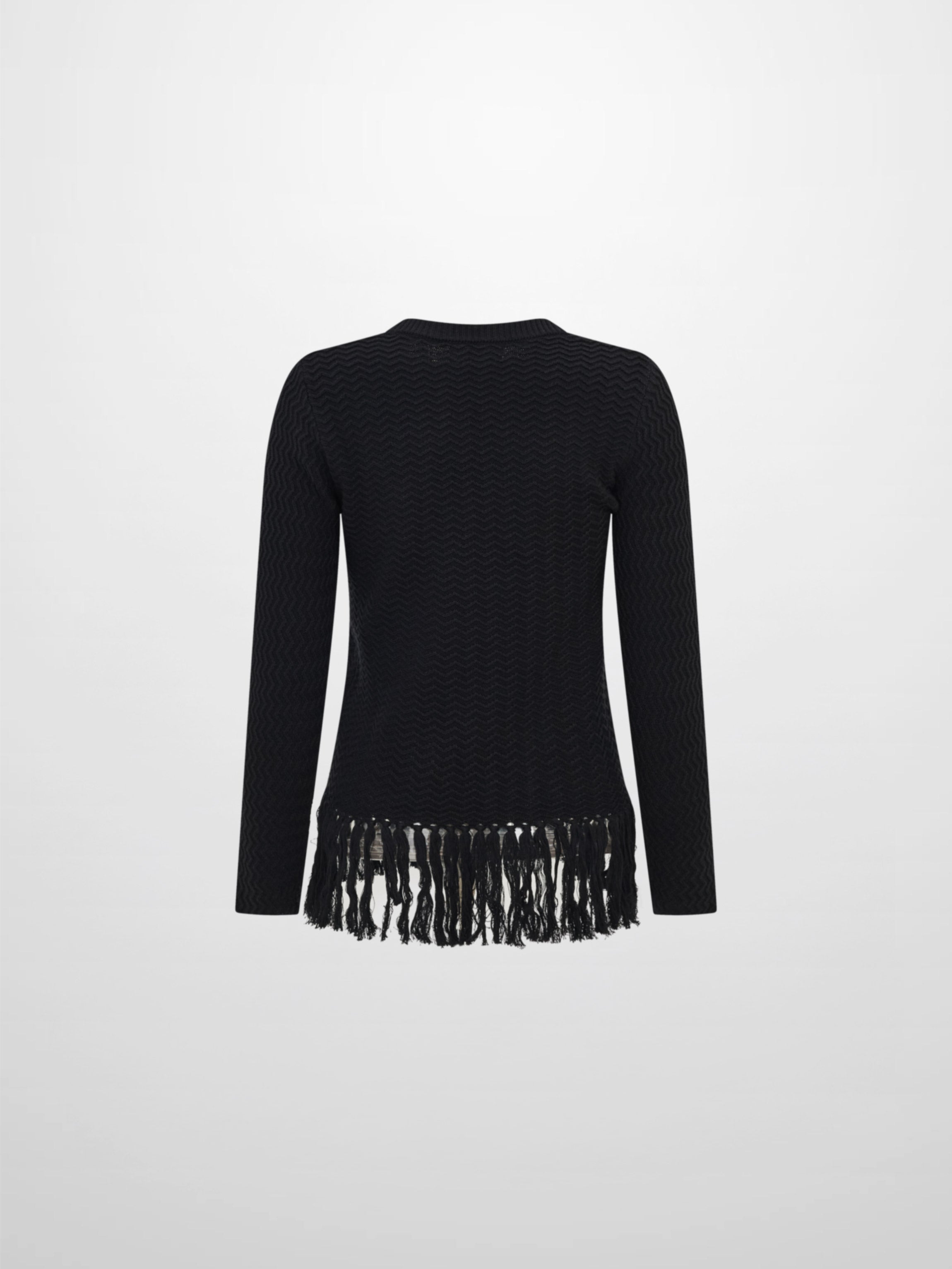 Fringe Bottom Sweater - Solid Black