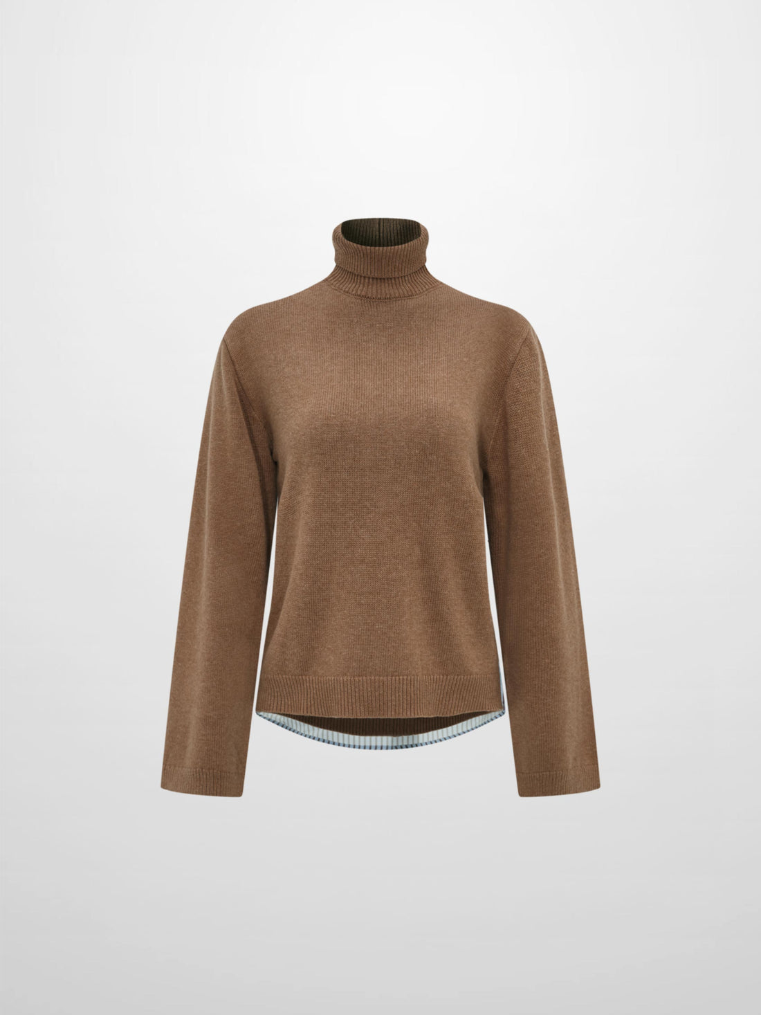 Shirt Back Sweater - Brown/Light Blue Stripe