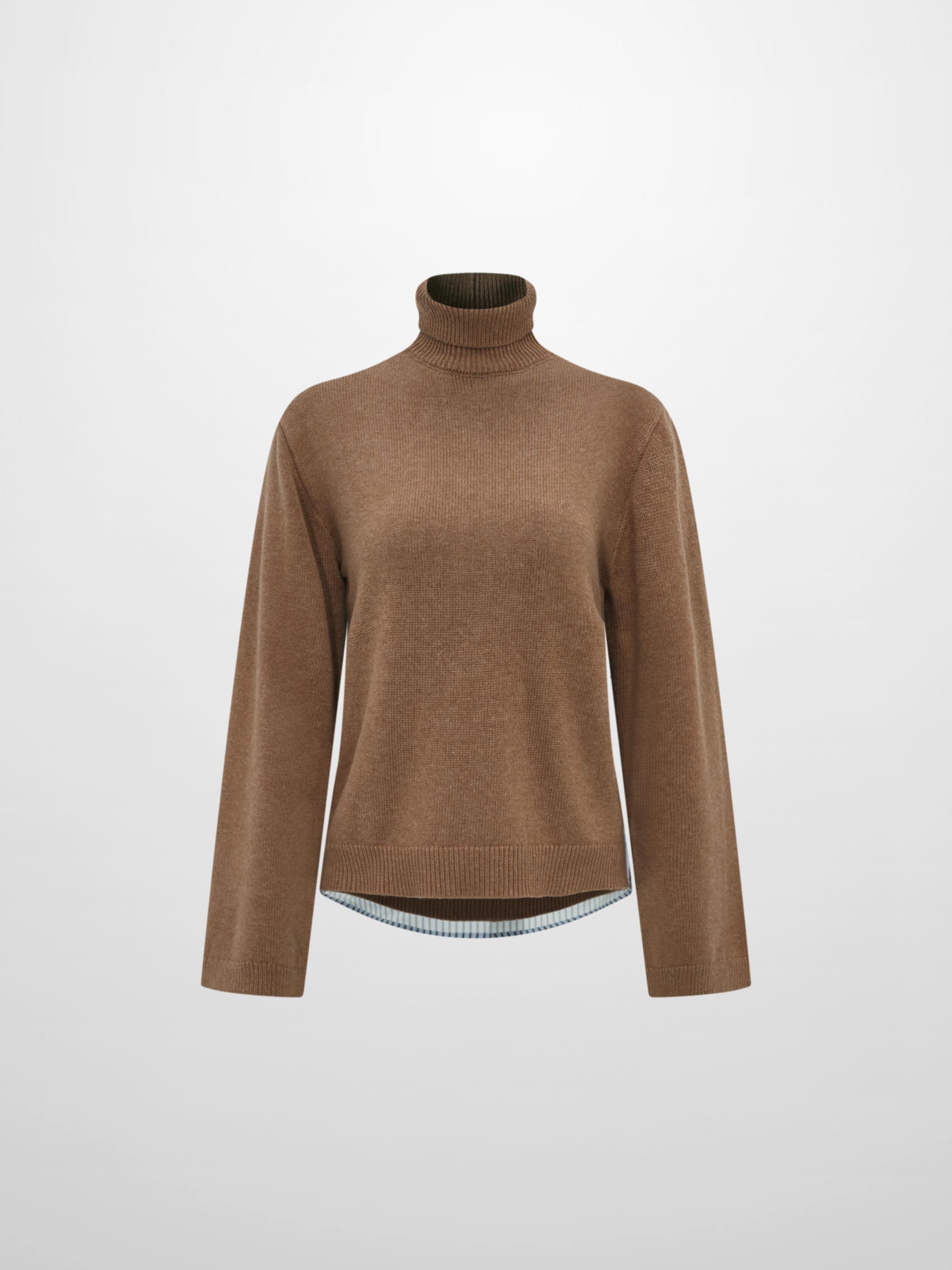 Shirt Back Sweater - Brown/Light Blue Stripe